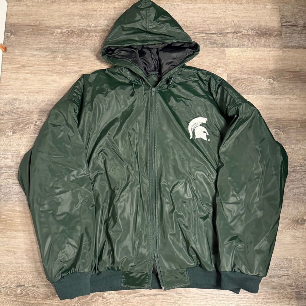 Steve & Barrys Michigan State Spartans Hooded Bomber Jacket Green Mens XXL NCAA